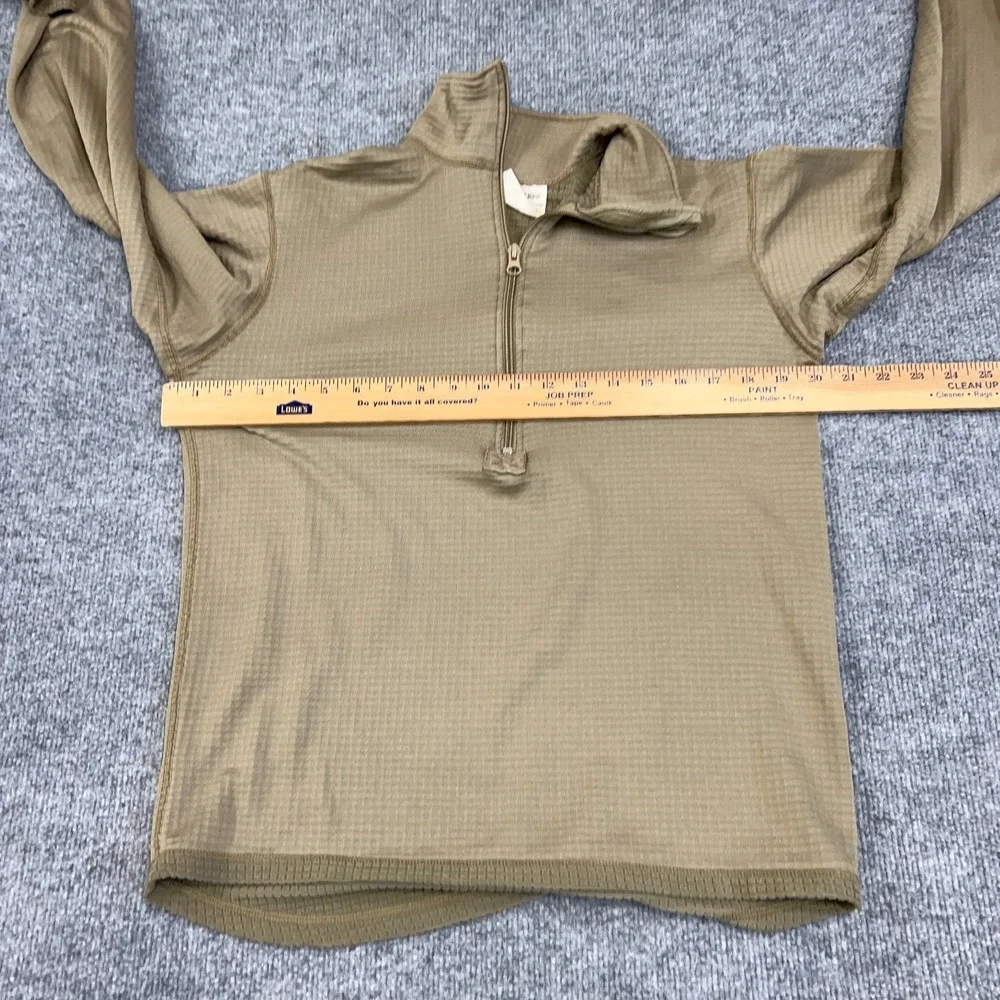Military Mens Base Layer‎ Small Brown Thermal Fleece Thumb Hole 1/2 Zip Pullover